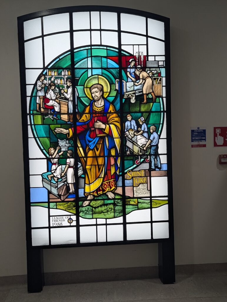 Sign in hospital chapel showing Jesus healing the sick