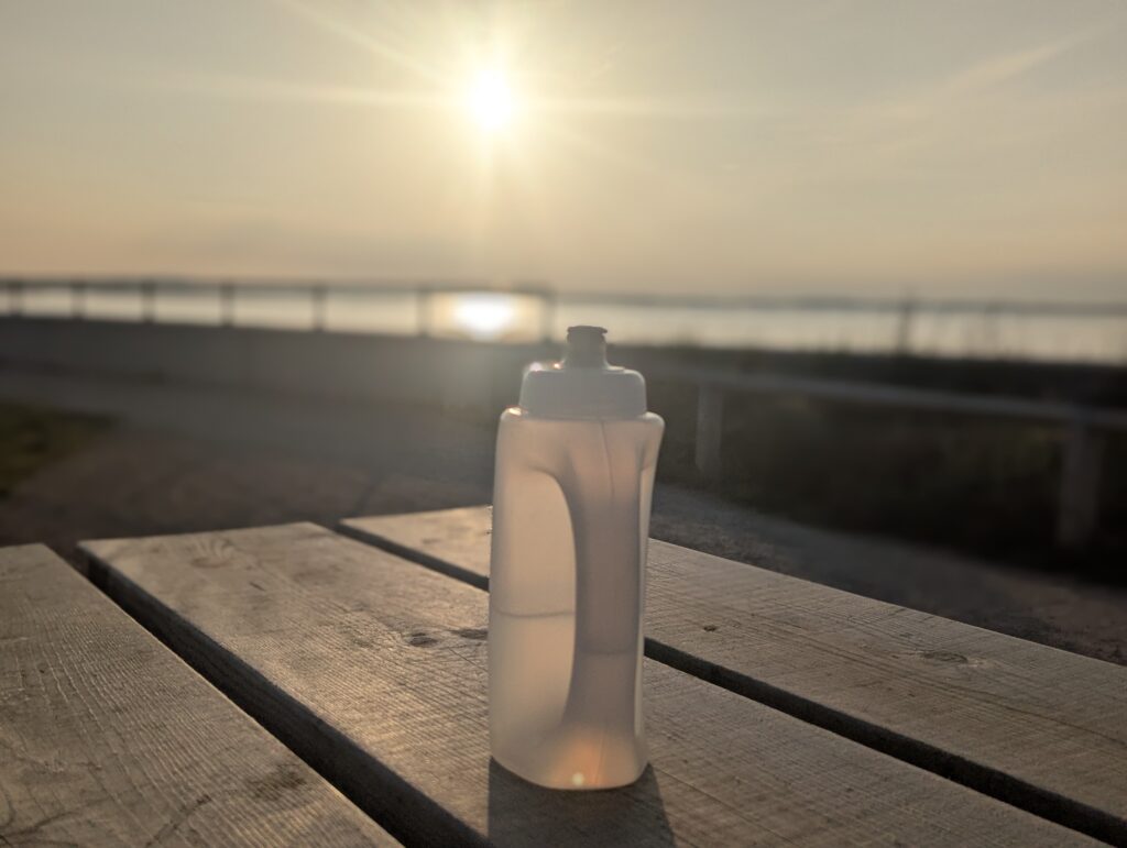 Sitting at the bench to watch the sunrise
