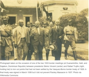 Photo of Haitian and Dominican presidents in 1929 to discuss treaty.