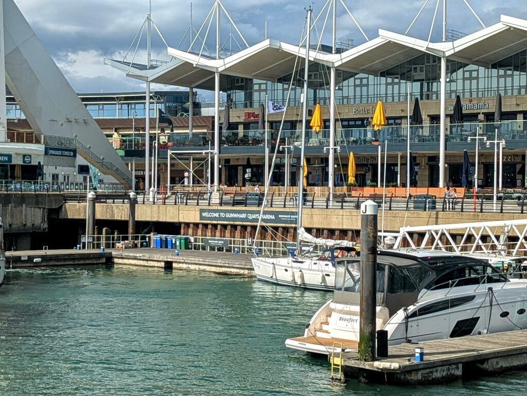 A view of Gunwharf Quays from the boat