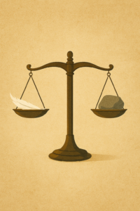 A feather weighs more than stone depicting how a defenceless Tamar stood against her patriach