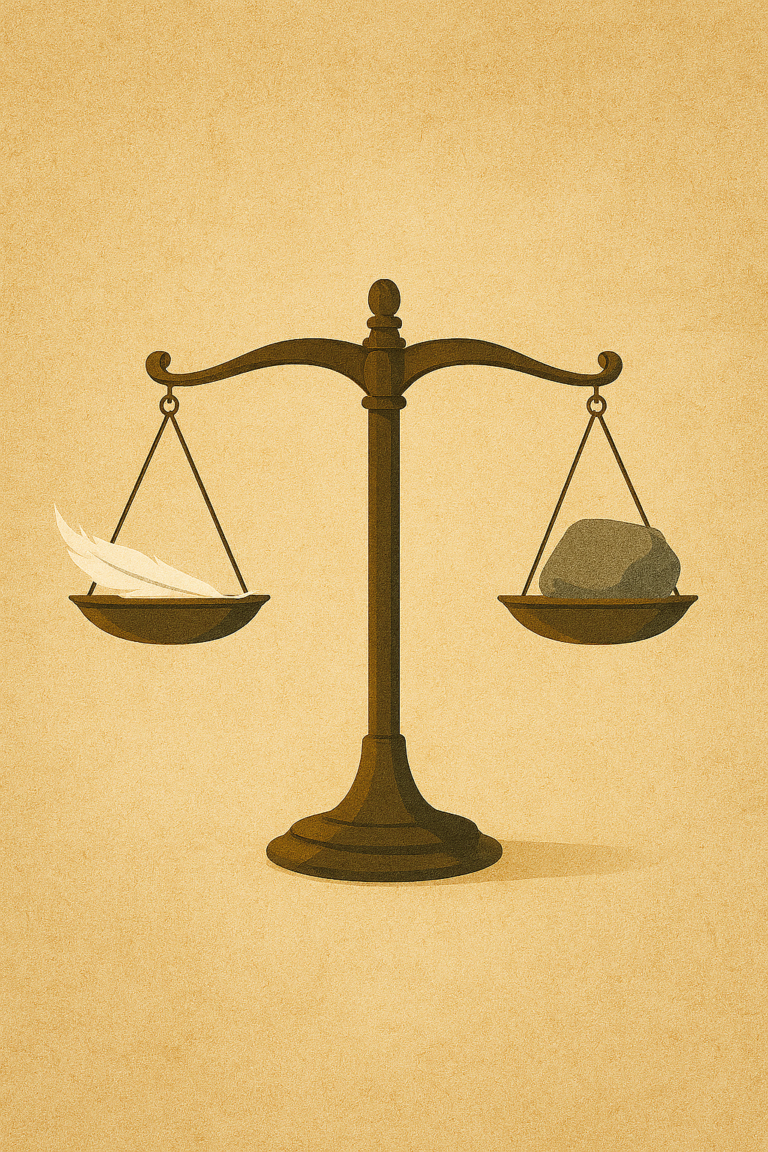 A feather weighs more than stone depicting how a defenceless Tamar stood against her patriach