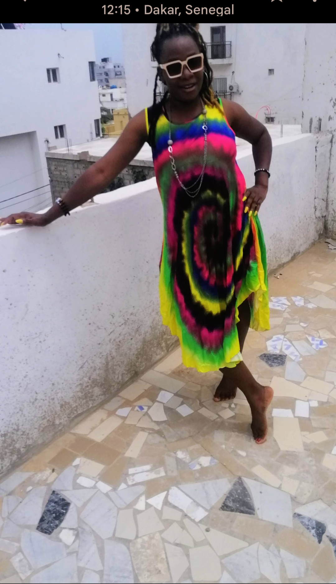 Me in an African tie and dye gown