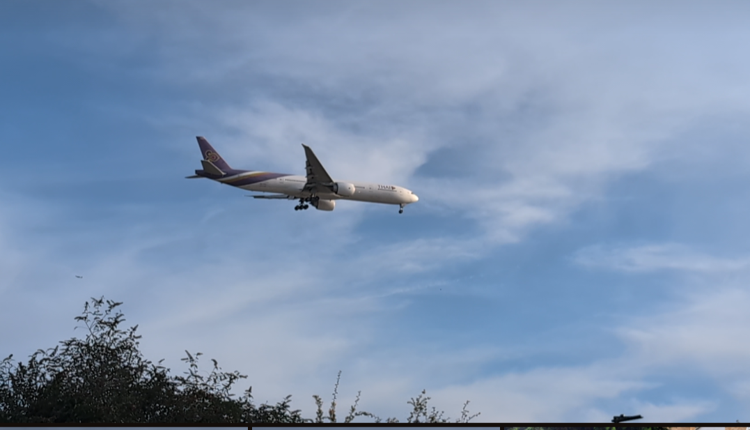 A plane taking off from Heathrow as seen at Hounslow 